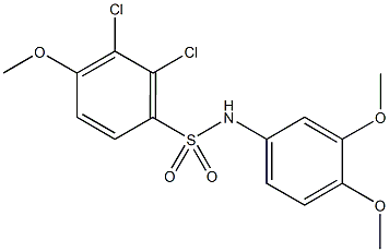 2,3-dichloro-N-(3,4-dimethoxyphenyl)-4-methoxybenzenesulfonamide,663164-67-8,结构式