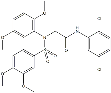 N-(2,5-dichlorophenyl)-2-{[(3,4-dimethoxyphenyl)sulfonyl]-2,5-dimethoxyanilino}acetamide 结构式