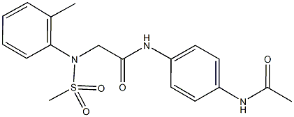 N-[4-(acetylamino)phenyl]-2-[2-methyl(methylsulfonyl)anilino]acetamide 结构式