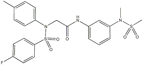 2-{[(4-fluorophenyl)sulfonyl]-4-methylanilino}-N-{3-[methyl(methylsulfonyl)amino]phenyl}acetamide Struktur