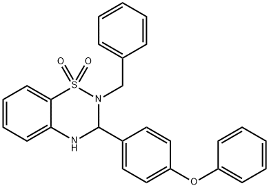 2-benzyl-3-(4-phenoxyphenyl)-3,4-dihydro-2H-1,2,4-benzothiadiazine 1,1-dioxide Struktur