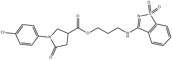 3-[(1,1-dioxido-1,2-benzisothiazol-3-yl)amino]propyl 1-(4-chlorophenyl)-5-oxo-3-pyrrolidinecarboxylate Struktur