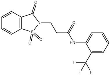 3-(1,1-dioxido-3-oxo-1,2-benzisothiazol-2(3H)-yl)-N-[2-(trifluoromethyl)phenyl]propanamide 化学構造式