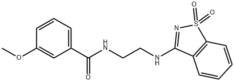 N-{2-[(1,1-dioxido-1,2-benzisothiazol-3-yl)amino]ethyl}-3-methoxybenzamide 化学構造式