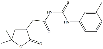 N-[(5,5-dimethyl-2-oxotetrahydrofuran-3-yl)acetyl]-N'-(3-methylphenyl)thiourea Structure