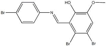 3,4-dibromo-2-{[(4-bromophenyl)imino]methyl}-6-methoxyphenol Struktur