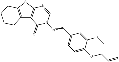 3-{[4-(allyloxy)-3-methoxybenzylidene]amino}-5,6,7,8-tetrahydro[1]benzothieno[2,3-d]pyrimidin-4(3H)-one,663182-78-3,结构式