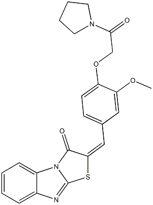 2-{3-methoxy-4-[2-oxo-2-(1-pyrrolidinyl)ethoxy]benzylidene}[1,3]thiazolo[3,2-a]benzimidazol-3(2H)-one 结构式