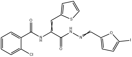 2-chloro-N-[1-({2-[(5-iodo-2-furyl)methylene]hydrazino}carbonyl)-2-(2-thienyl)vinyl]benzamide 结构式
