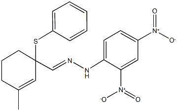 3-methyl-1-(phenylsulfanyl)-2-cyclohexene-1-carbaldehyde {2,4-dinitrophenyl}hydrazone Structure