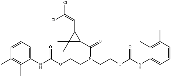 2-[{[3-(2,2-dichlorovinyl)-2,2-dimethylcyclopropyl]carbonyl}(2-{[(2,3-dimethylanilino)carbonyl]oxy}ethyl)amino]ethyl 2,3-dimethylphenylcarbamate Struktur