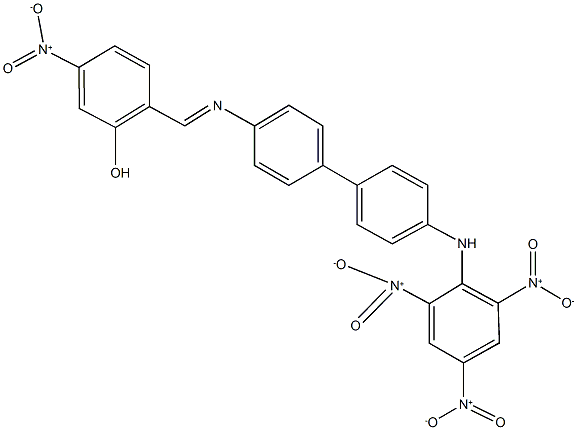 5-nitro-2-{[(4'-{2,4,6-trisnitroanilino}[1,1'-biphenyl]-4-yl)imino]methyl}phenol Structure