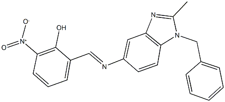 2-{[(1-benzyl-2-methyl-1H-benzimidazol-5-yl)imino]methyl}-6-nitrophenol Struktur