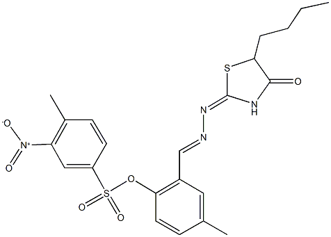 2-[2-(5-butyl-4-oxo-1,3-thiazolidin-2-ylidene)carbohydrazonoyl]-4-methylphenyl 3-nitro-4-methylbenzenesulfonate Structure