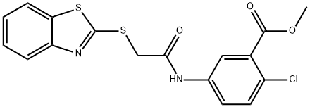 methyl 5-{[(1,3-benzothiazol-2-ylsulfanyl)acetyl]amino}-2-chlorobenzoate Struktur