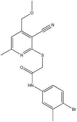 N-(4-bromo-3-methylphenyl)-2-{[3-cyano-4-(methoxymethyl)-6-methyl-2-pyridinyl]sulfanyl}acetamide Structure