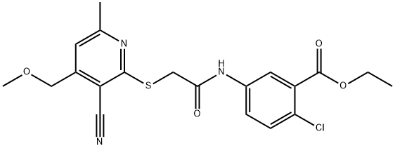 ethyl 2-chloro-5-[({[3-cyano-4-(methoxymethyl)-6-methyl-2-pyridinyl]sulfanyl}acetyl)amino]benzoate 结构式