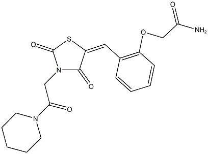 2-[2-({2,4-dioxo-3-[2-oxo-2-(1-piperidinyl)ethyl]-1,3-thiazolidin-5-ylidene}methyl)phenoxy]acetamide Structure
