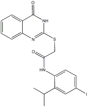 N-(4-iodo-2-isopropylphenyl)-2-[(4-oxo-3,4-dihydro-2-quinazolinyl)sulfanyl]acetamide Structure