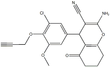 2-amino-4-[3-chloro-5-methoxy-4-(2-propynyloxy)phenyl]-5-oxo-5,6,7,8-tetrahydro-4H-chromene-3-carbonitrile Structure