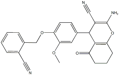 2-amino-4-{4-[(2-cyanobenzyl)oxy]-3-methoxyphenyl}-5-oxo-5,6,7,8-tetrahydro-4H-chromene-3-carbonitrile Structure