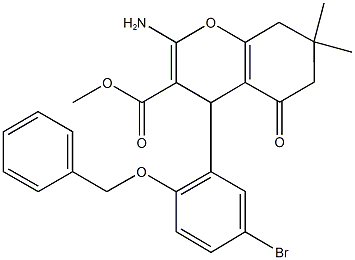 methyl 2-amino-4-[2-(benzyloxy)-5-bromophenyl]-7,7-dimethyl-5-oxo-5,6,7,8-tetrahydro-4H-chromene-3-carboxylate Structure