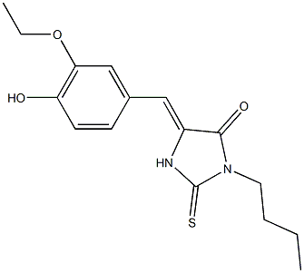 3-butyl-5-(3-ethoxy-4-hydroxybenzylidene)-2-thioxo-4-imidazolidinone Struktur