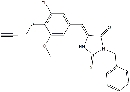 3-benzyl-5-[3-chloro-5-methoxy-4-(2-propynyloxy)benzylidene]-2-thioxo-4-imidazolidinone Structure