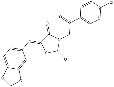 5-(1,3-benzodioxol-5-ylmethylene)-3-[2-(4-chlorophenyl)-2-oxoethyl]-1,3-thiazolidine-2,4-dione Structure