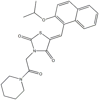 5-[(2-isopropoxy-1-naphthyl)methylene]-3-[2-oxo-2-(1-piperidinyl)ethyl]-1,3-thiazolidine-2,4-dione 化学構造式