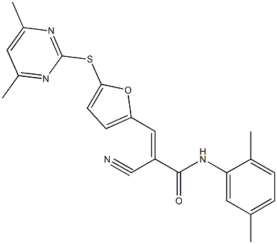 2-cyano-N-(2,5-dimethylphenyl)-3-{5-[(4,6-dimethyl-2-pyrimidinyl)sulfanyl]-2-furyl}acrylamide|