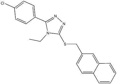 3-(4-chlorophenyl)-4-ethyl-5-[(2-naphthylmethyl)sulfanyl]-4H-1,2,4-triazole 结构式