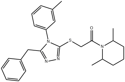 5-benzyl-4-(3-methylphenyl)-4H-1,2,4-triazol-3-yl 2-(2,6-dimethyl-1-piperidinyl)-2-oxoethyl sulfide Structure