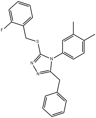 5-benzyl-4-(3,4-dimethylphenyl)-4H-1,2,4-triazol-3-yl 2-fluorobenzyl sulfide 结构式