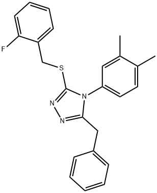 5-benzyl-4-(3,4-dimethylphenyl)-4H-1,2,4-triazol-3-yl 2-fluorobenzyl sulfide Struktur