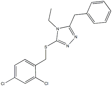 5-benzyl-4-ethyl-4H-1,2,4-triazol-3-yl 2,4-dichlorobenzyl sulfide Struktur