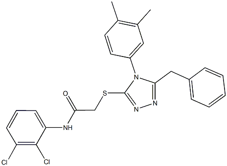 2-{[5-benzyl-4-(3,4-dimethylphenyl)-4H-1,2,4-triazol-3-yl]sulfanyl}-N-(2,3-dichlorophenyl)acetamide 结构式