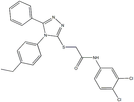 N-(3,4-dichlorophenyl)-2-{[4-(4-ethylphenyl)-5-phenyl-4H-1,2,4-triazol-3-yl]sulfanyl}acetamide 化学構造式