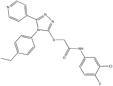 N-(3-chloro-4-fluorophenyl)-2-{[4-(4-ethylphenyl)-5-(4-pyridinyl)-4H-1,2,4-triazol-3-yl]sulfanyl}acetamide Struktur
