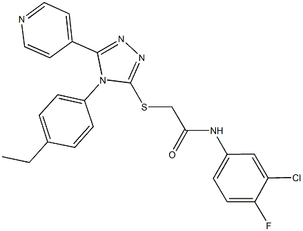 N-(3-chloro-4-fluorophenyl)-2-{[4-(4-ethylphenyl)-5-(4-pyridinyl)-4H-1,2,4-triazol-3-yl]sulfanyl}acetamide 结构式