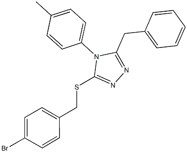 5-benzyl-4-(4-methylphenyl)-4H-1,2,4-triazol-3-yl 4-bromobenzyl sulfide 化学構造式