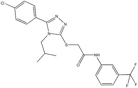 2-{[5-(4-chlorophenyl)-4-isobutyl-4H-1,2,4-triazol-3-yl]sulfanyl}-N-[3-(trifluoromethyl)phenyl]acetamide 化学構造式
