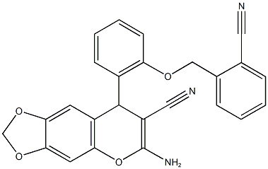 6-amino-8-{2-[(2-cyanobenzyl)oxy]phenyl}-8H-[1,3]dioxolo[4,5-g]chromene-7-carbonitrile,663213-81-8,结构式