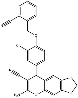 663213-83-0 6-amino-8-{3-chloro-4-[(2-cyanobenzyl)oxy]phenyl}-8H-[1,3]dioxolo[4,5-g]chromene-7-carbonitrile