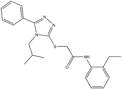 N-(2-ethylphenyl)-2-[(4-isobutyl-5-phenyl-4H-1,2,4-triazol-3-yl)sulfanyl]acetamide,663214-06-0,结构式