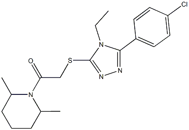 5-(4-chlorophenyl)-4-ethyl-4H-1,2,4-triazol-3-yl 2-(2,6-dimethyl-1-piperidinyl)-2-oxoethyl sulfide,663214-12-8,结构式