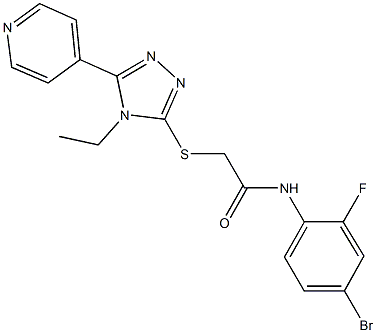 N-(4-bromo-2-fluorophenyl)-2-{[4-ethyl-5-(4-pyridinyl)-4H-1,2,4-triazol-3-yl]sulfanyl}acetamide Structure