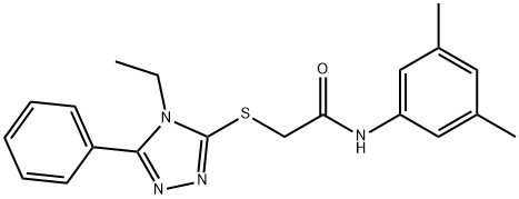 N-(3,5-dimethylphenyl)-2-[(4-ethyl-5-phenyl-4H-1,2,4-triazol-3-yl)sulfanyl]acetamide 化学構造式