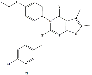 2-[(3,4-dichlorobenzyl)sulfanyl]-3-(4-ethoxyphenyl)-5,6-dimethylthieno[2,3-d]pyrimidin-4(3H)-one 化学構造式