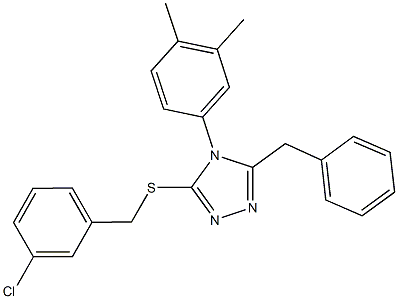 5-benzyl-4-(3,4-dimethylphenyl)-4H-1,2,4-triazol-3-yl 3-chlorobenzyl sulfide|